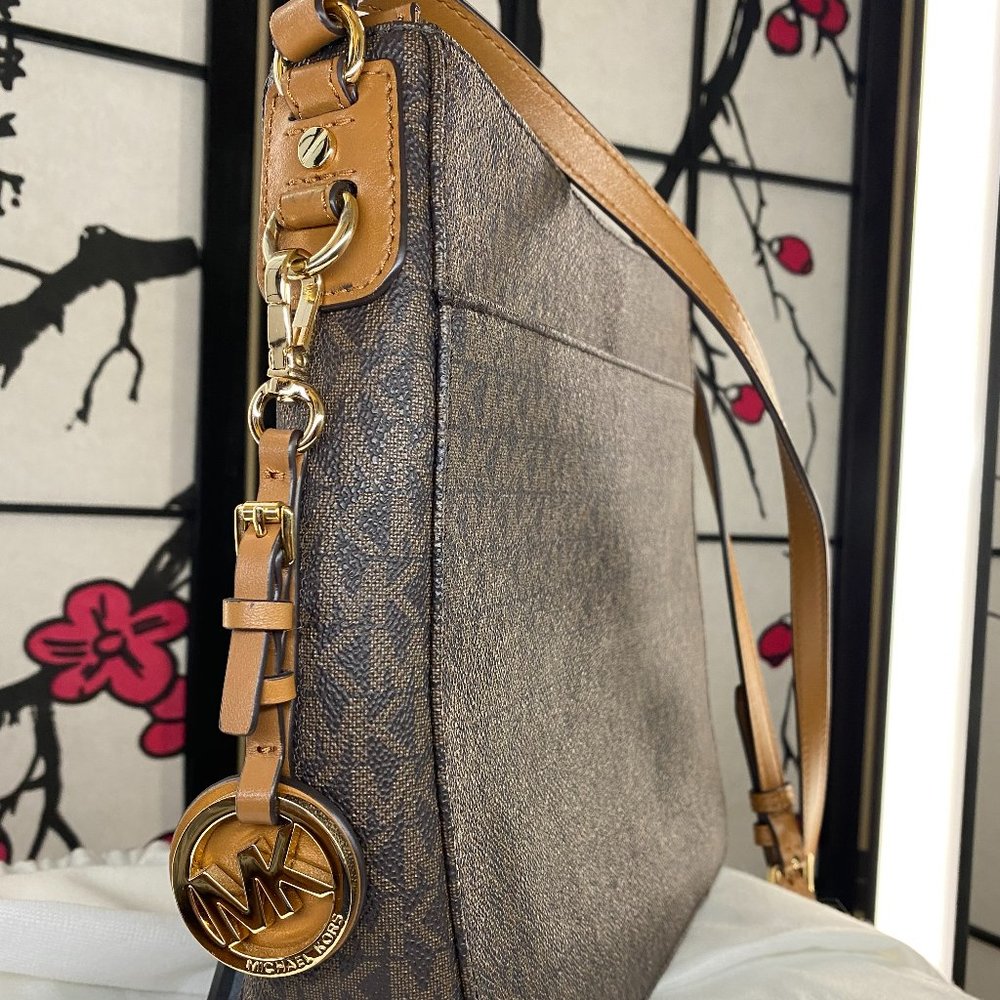 Michael Kors Brown leather Jet Set Travel Messenger bag